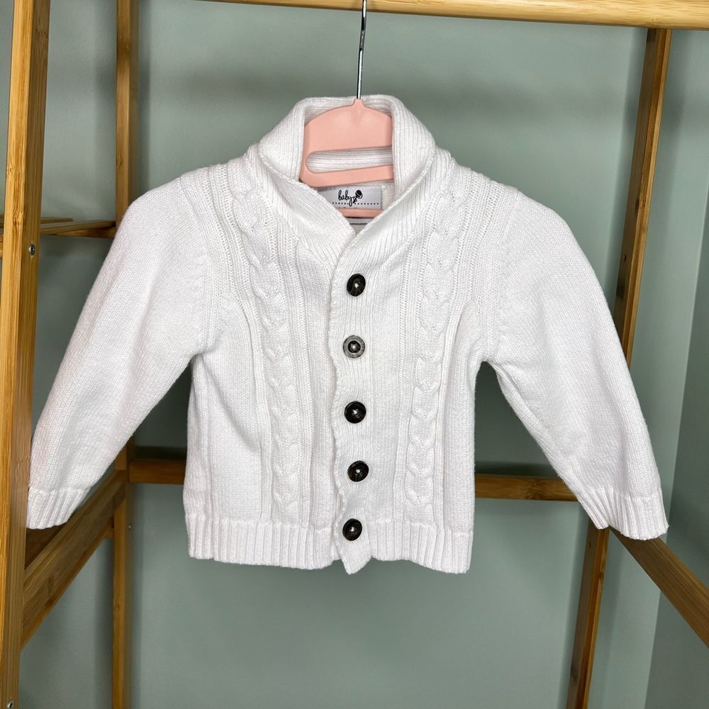 Baby 6-12months White, Button-down Knit Cardigan